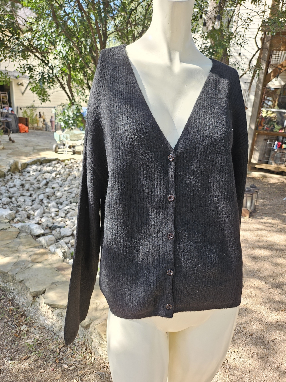 New W Tag Z Supply Black Cozy Knit Emile Buttom Front Cardigan XL